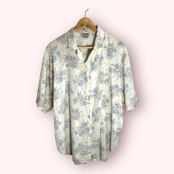 Vintage Button Down Casual Floral Blouse by Separate Issue XL - Picture 3 of 7